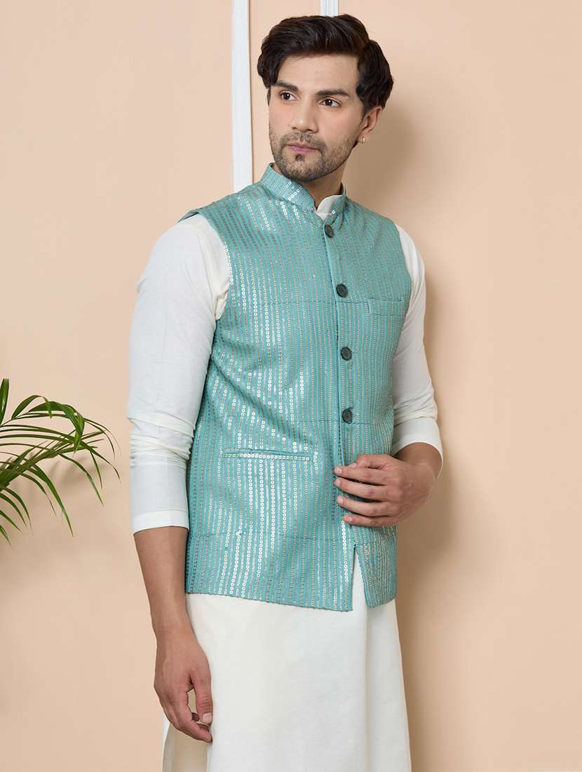 men self design sleeveless nehru jacket - 22391895 -  Standard Image - 2