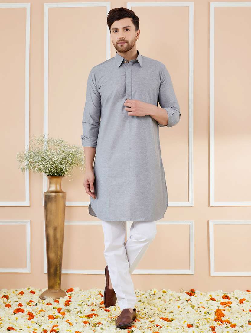 men solid long sleeve kurta - 22391916 -  Standard Image - 2