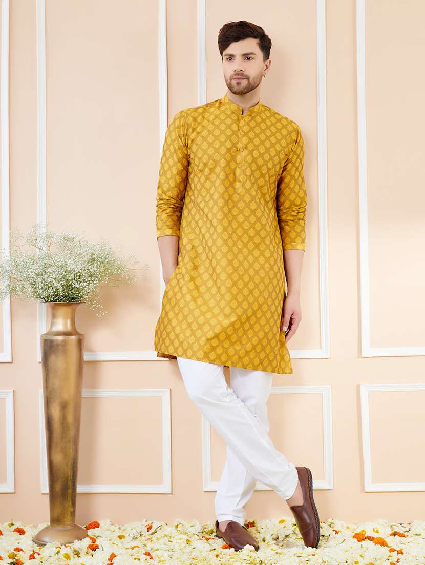 men printed long sleeve kurta - 22391932 -  Standard Image - 2