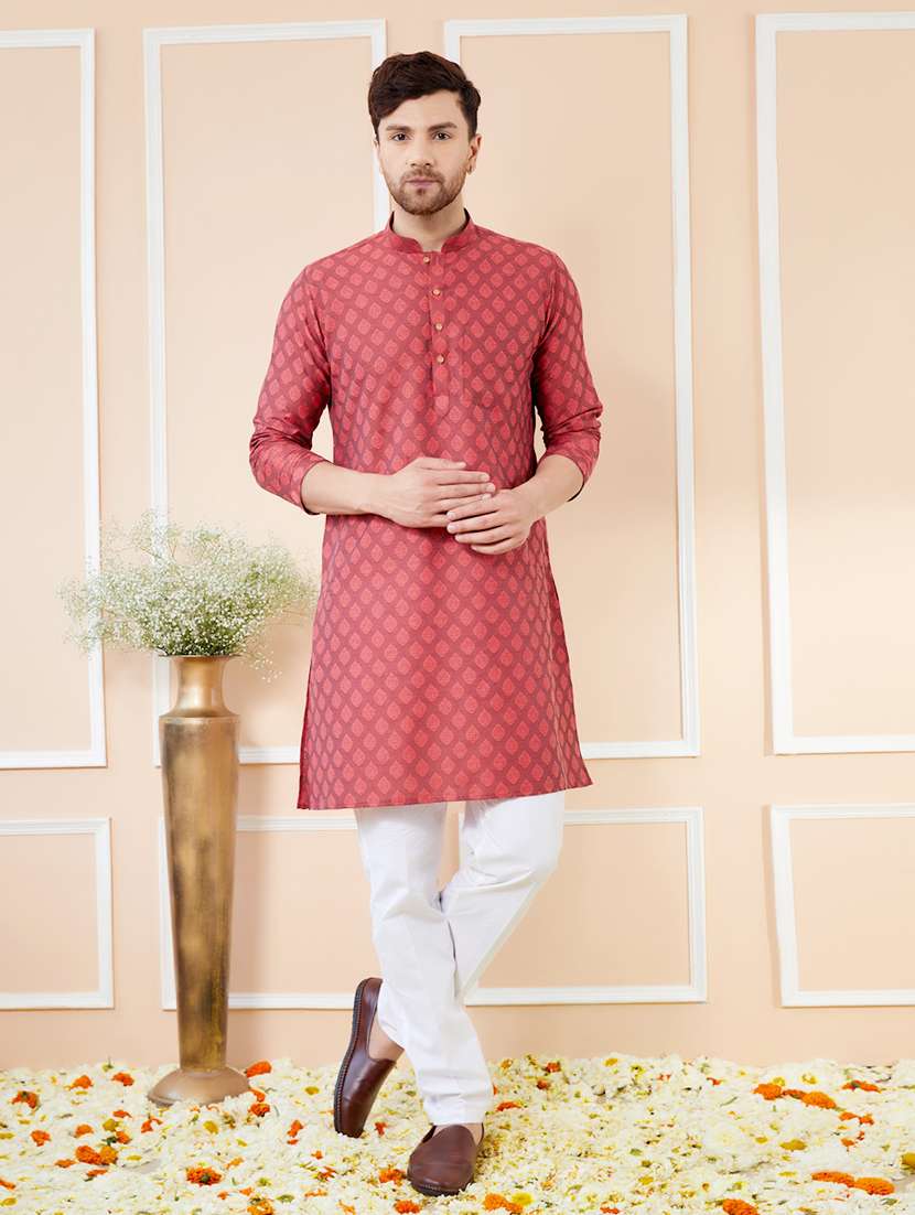 men printed long sleeve kurta - 22391933 -  Standard Image - 2
