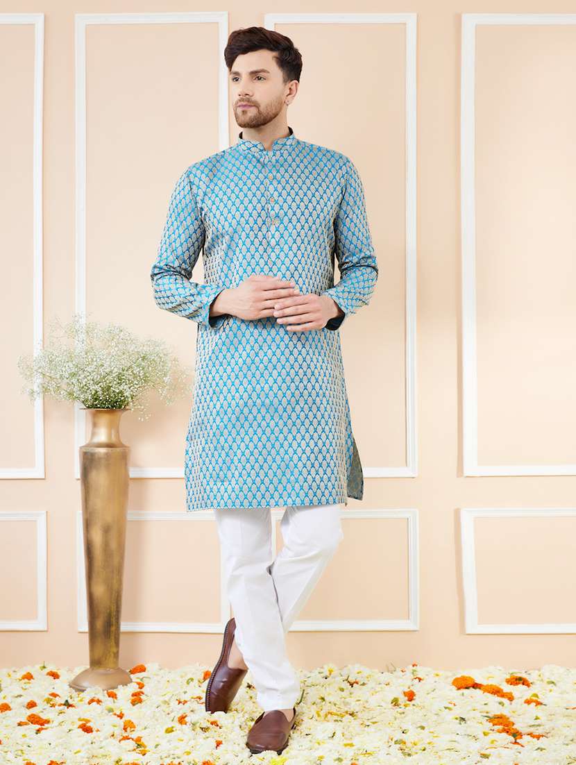 men printed long sleeve kurta - 22391935 -  Standard Image - 2