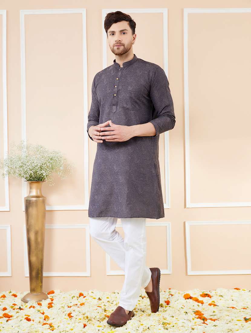 men embroidered long sleeve kurta - 22391936 -  Standard Image - 2