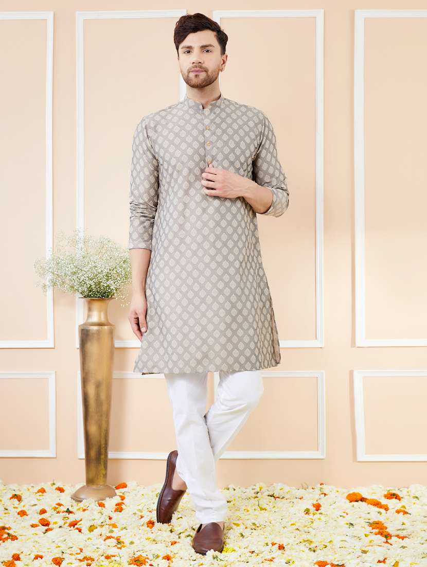 men self design long sleeve kurta - 22391937 -  Standard Image - 2
