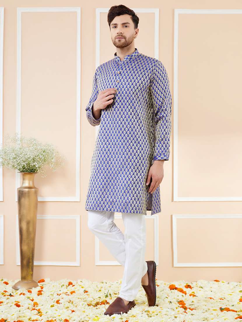 men self design long sleeve kurta - 22391939 -  Standard Image - 2