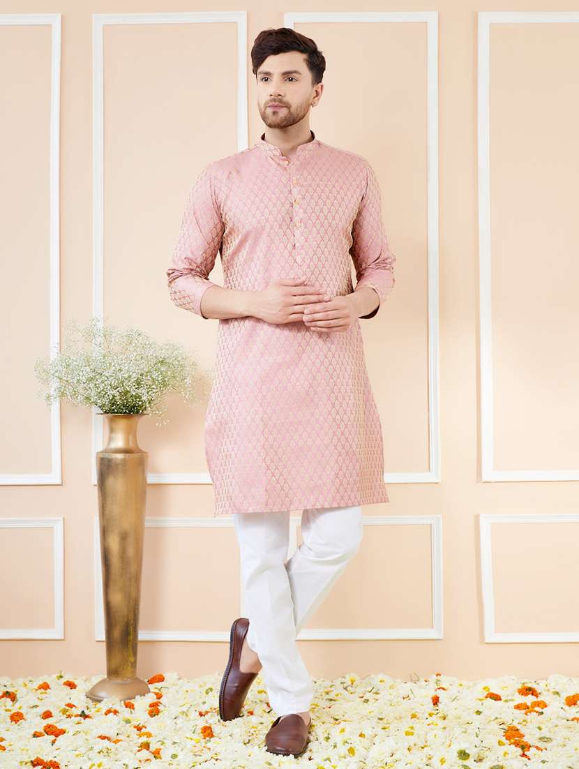men self design long sleeve kurta - 22391940 -  Standard Image - 2