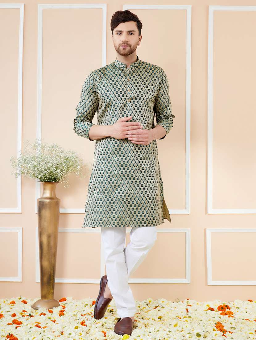 men self design long sleeve kurta - 22391942 -  Standard Image - 2