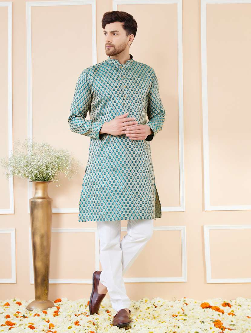 men self design long sleeve kurta - 22391944 -  Standard Image - 2