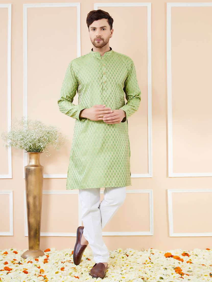 men self design long sleeve kurta - 22391945 -  Standard Image - 2