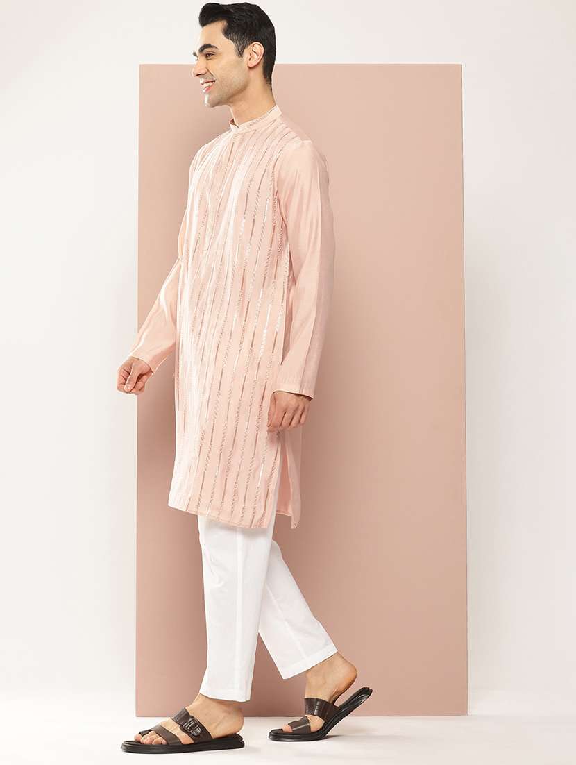 men self design long sleeve kurta - 22391948 -  Standard Image - 2