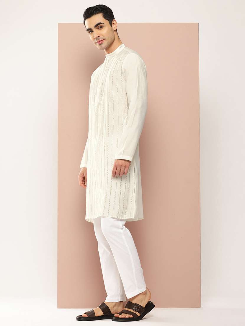 men self design long sleeve kurta - 22391949 -  Standard Image - 2