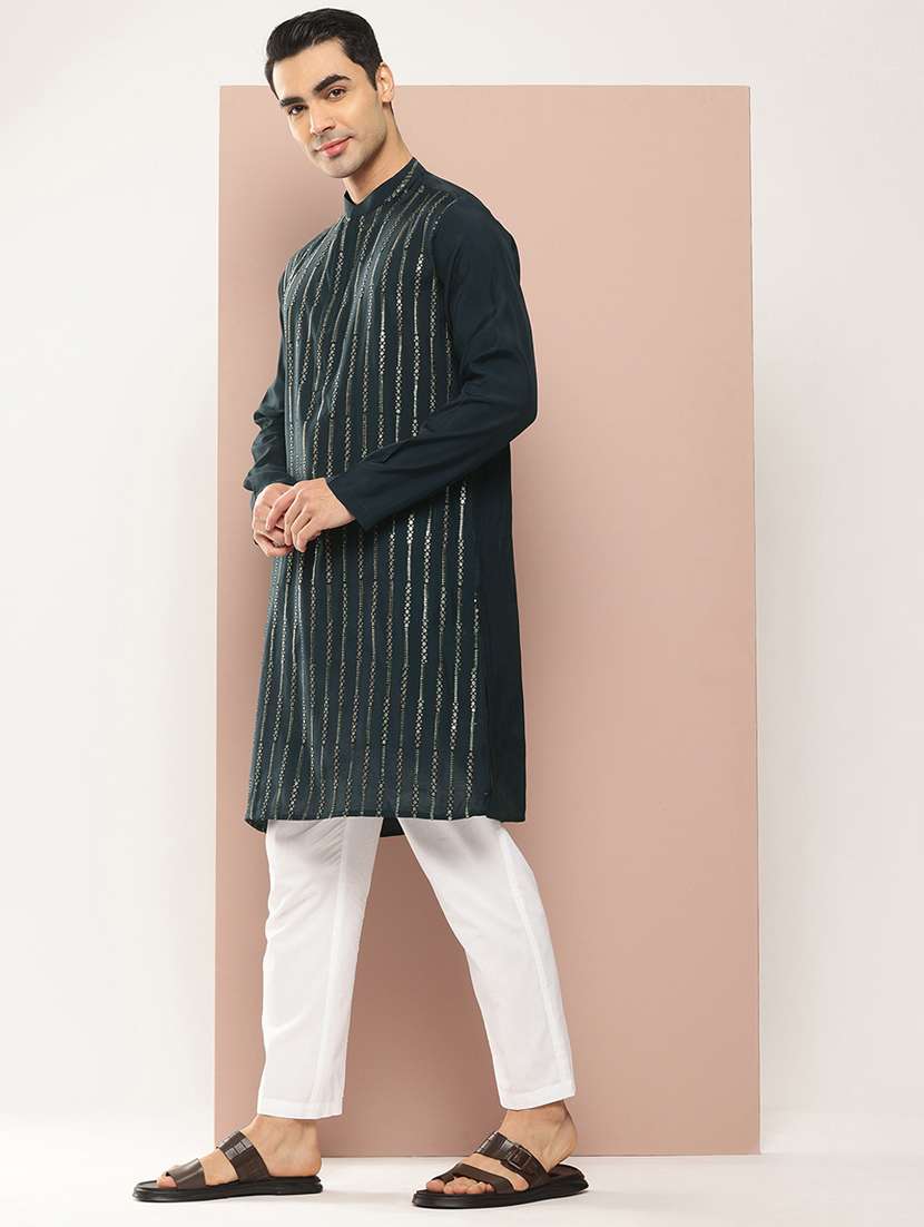 men self design long sleeve kurta - 22391951 -  Standard Image - 2