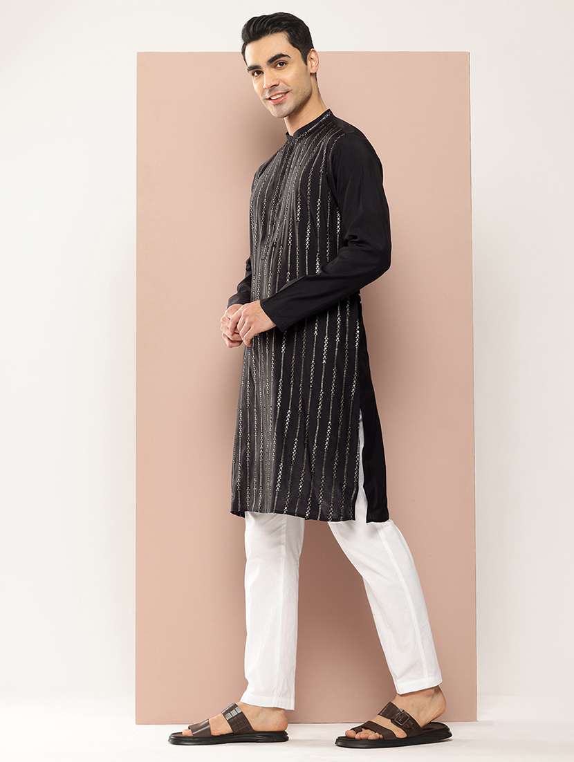 men self design long sleeve kurta - 22391952 -  Standard Image - 2