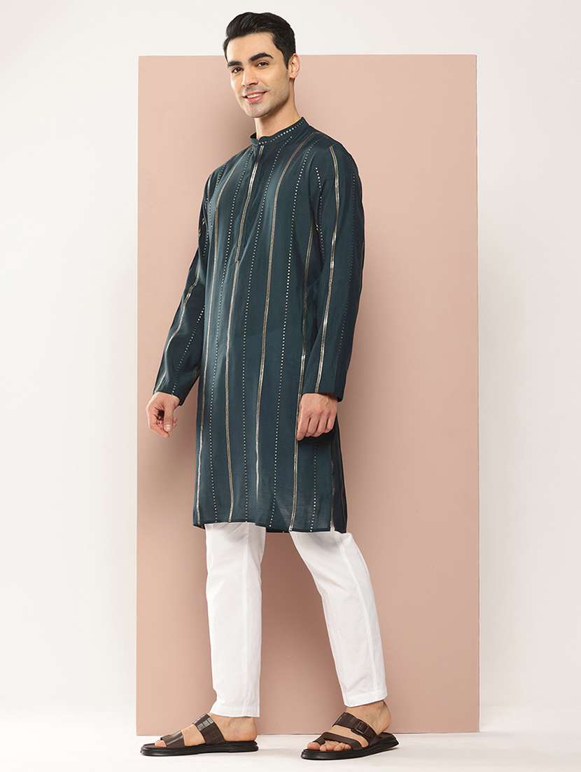 men self design long sleeve kurta - 22391953 -  Standard Image - 2