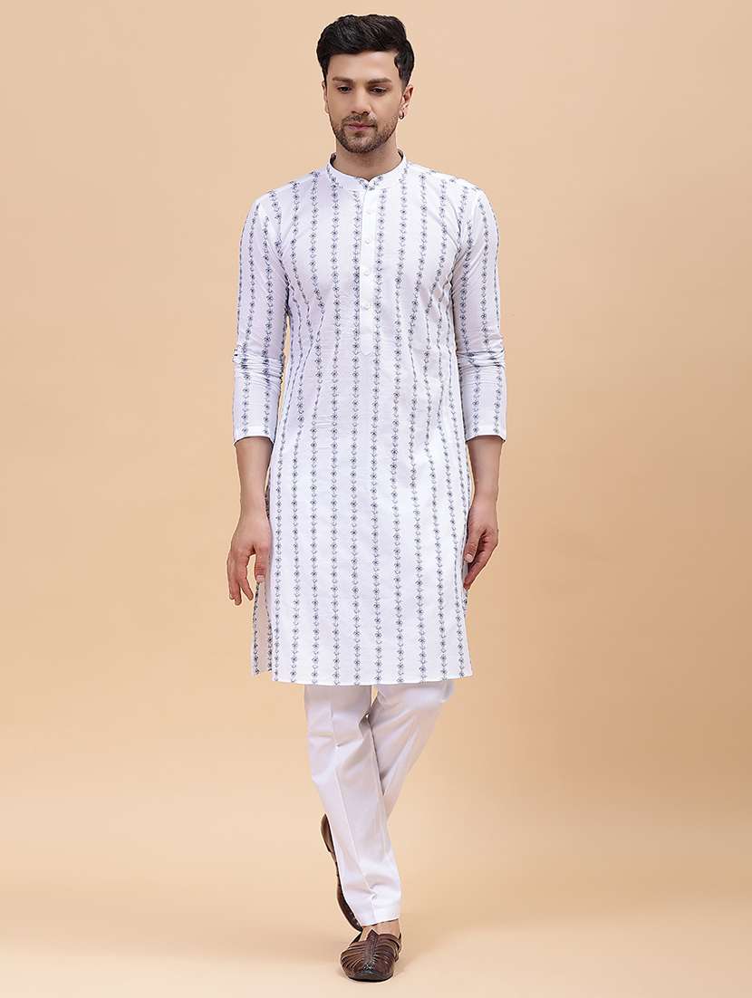 men printed long sleeve kurta - 22391979 -  Standard Image - 2