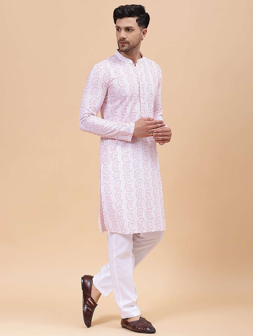 men printed long sleeve kurta - 22391980 -  Standard Image - 2
