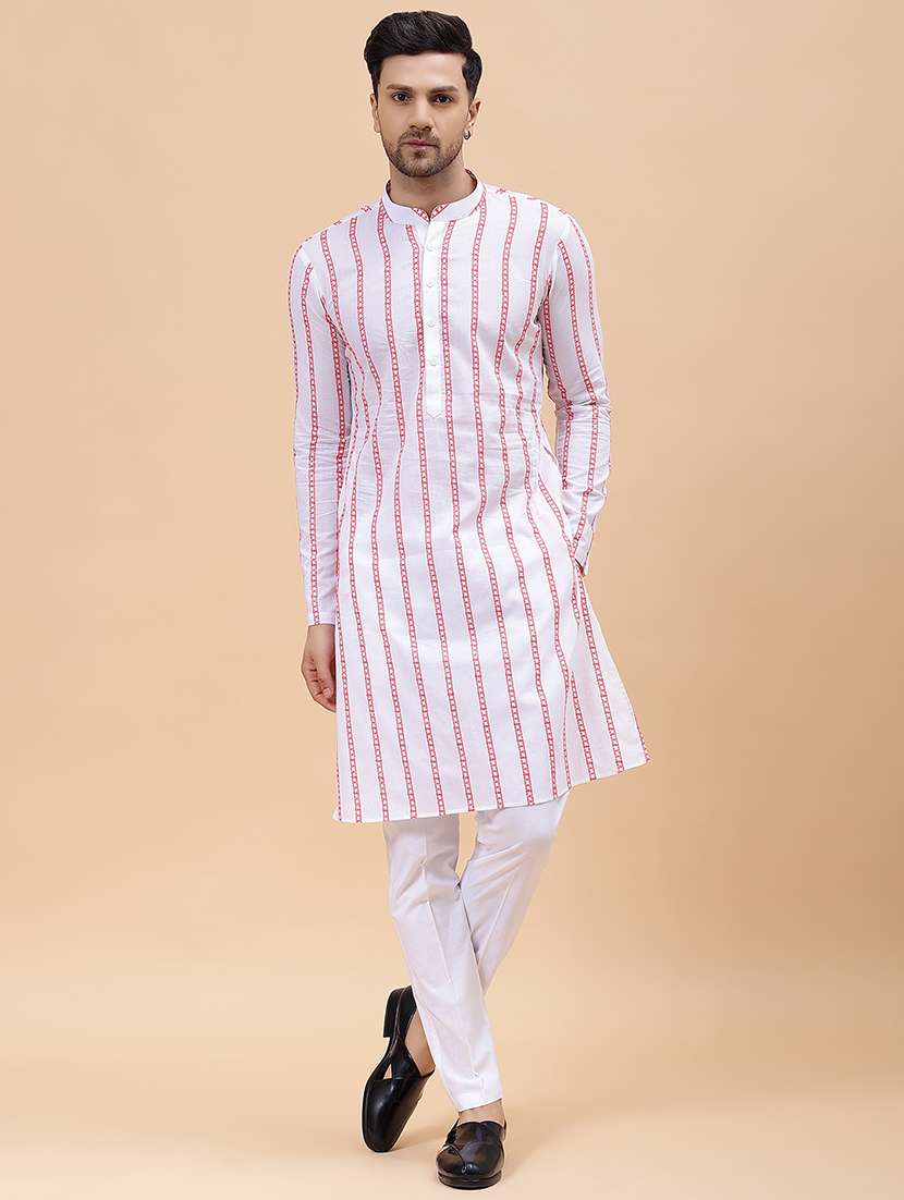 men striped long sleeve kurta - 22391984 -  Standard Image - 2
