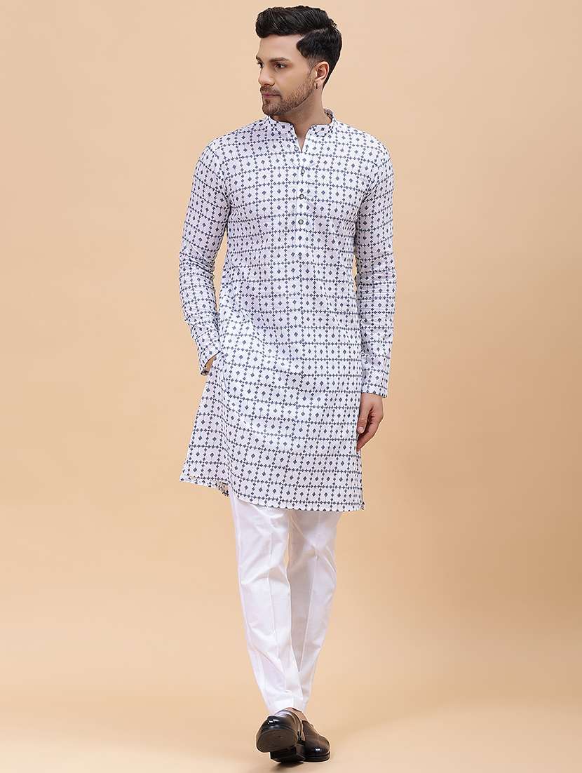 men printed long sleeve kurta - 22391986 -  Standard Image - 2