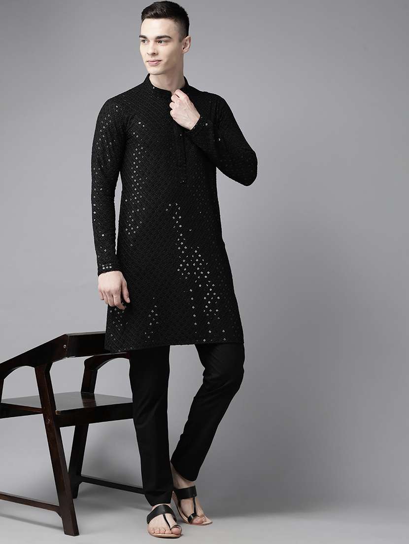 men mandarin neck long sleeve kurta - 22391993 -  Standard Image - 2