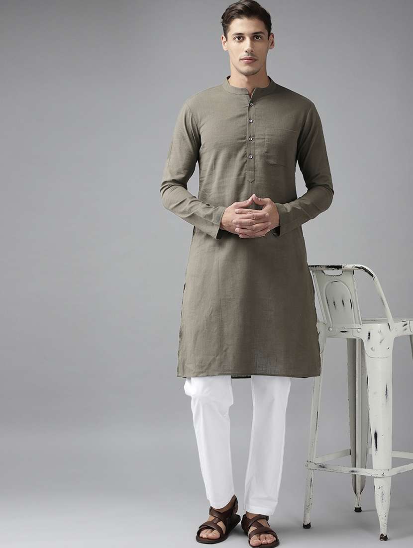Men Mandarin Neck Long Sleeve Kurta - 22392012 -  Standard Image - 2