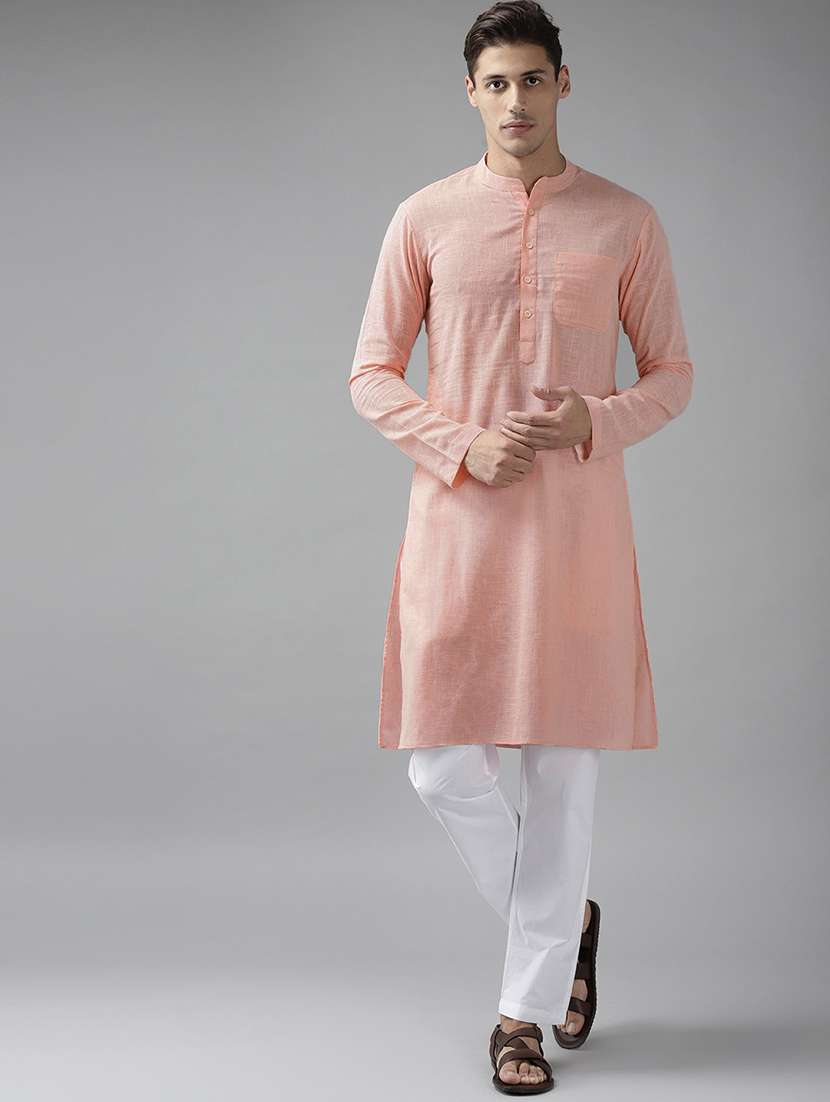 men mandarin neck long sleeve kurta