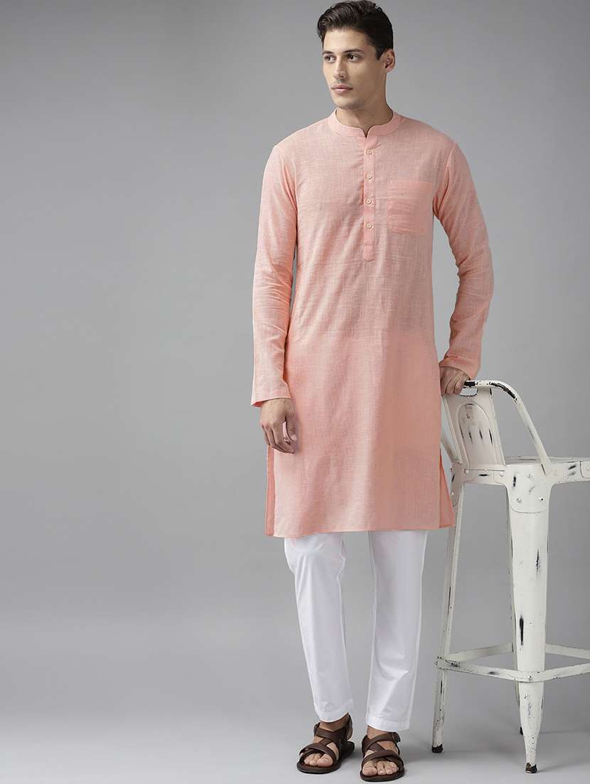 men mandarin neck long sleeve kurta - 22392014 -  Standard Image - 2