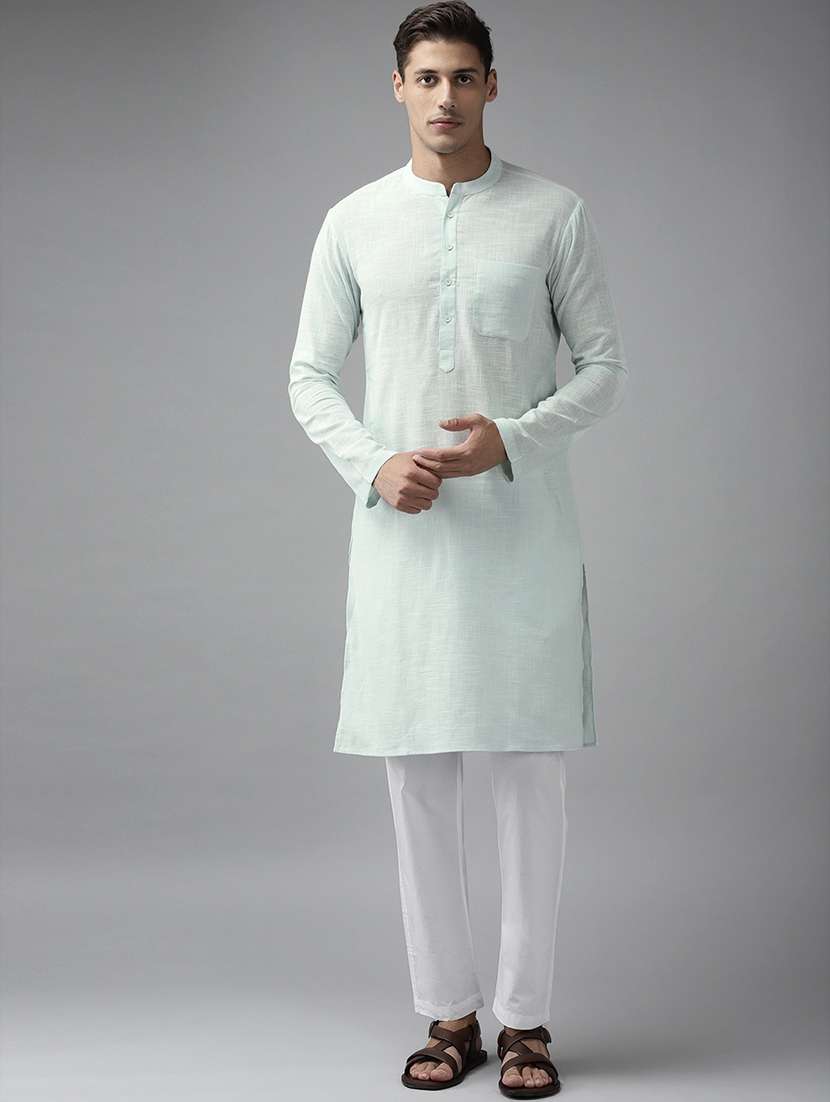 men mandarin neck long sleeve kurta