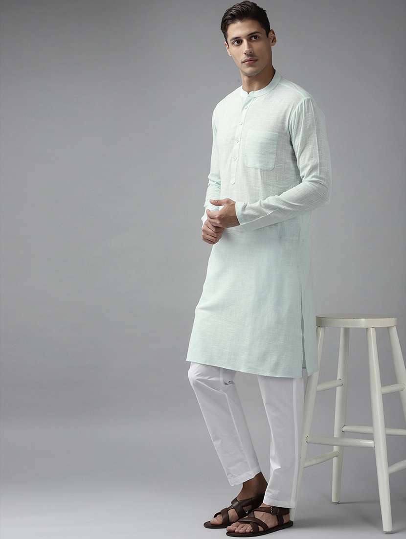 Men Mandarin Neck Long Sleeve Kurta - 22392017 -  Standard Image - 2