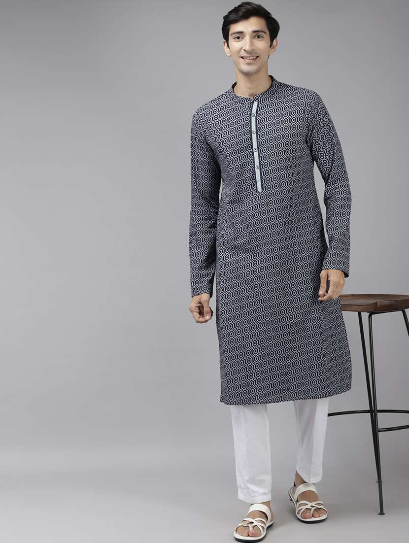men mandarin neck long sleeve kurta - 22392027 -  Standard Image - 2