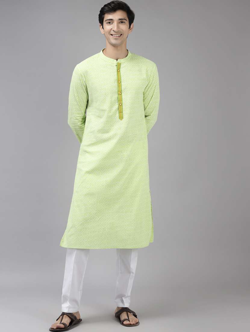 men mandarin neck long sleeve kurta - 22392028 -  Standard Image - 2