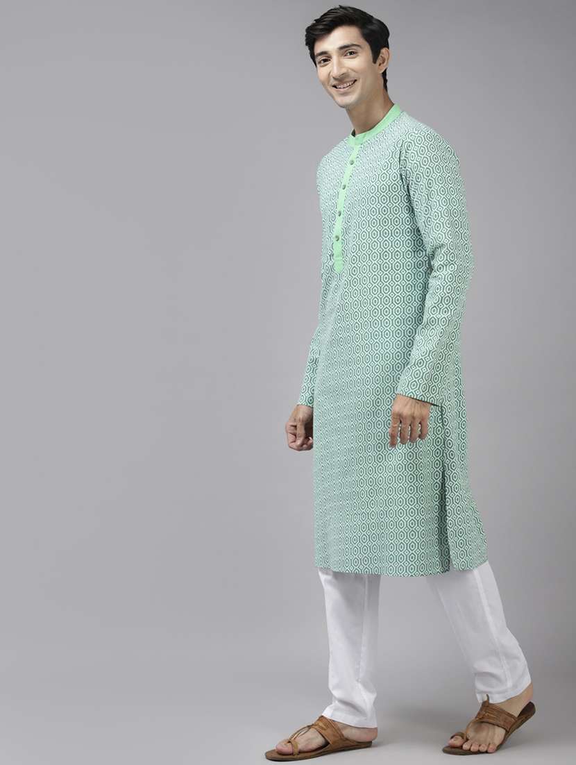 men mandarin neck long sleeve kurta - 22392030 -  Standard Image - 2