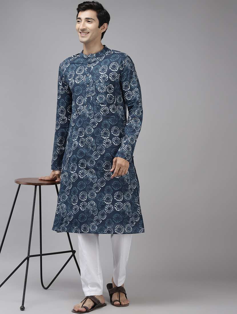 men mandarin neck long sleeve kurta - 22392034 -  Standard Image - 2