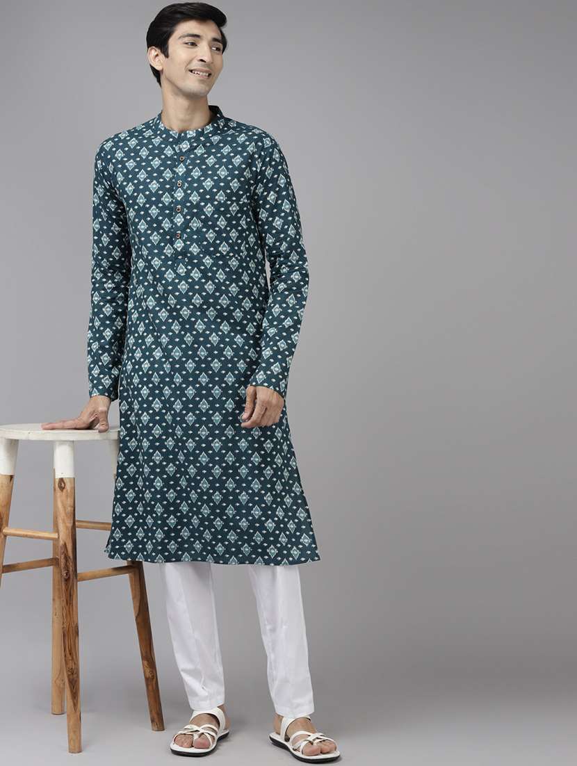 men mandarin neck long sleeve kurta - 22392035 -  Standard Image - 2