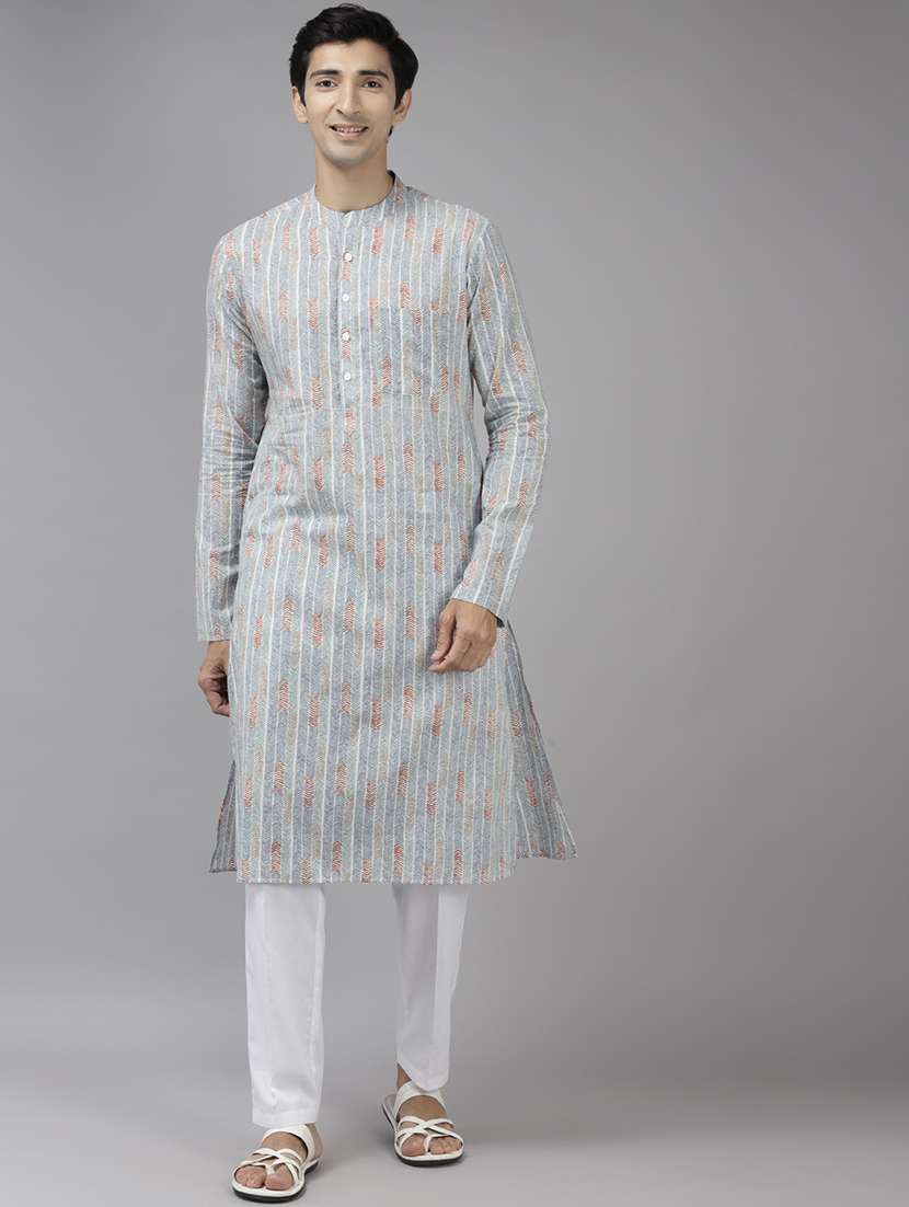 men mandarin neck long sleeve kurta - 22392037 -  Standard Image - 2