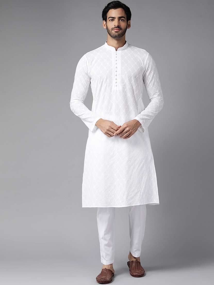 men mandarin neck long sleeve kurta