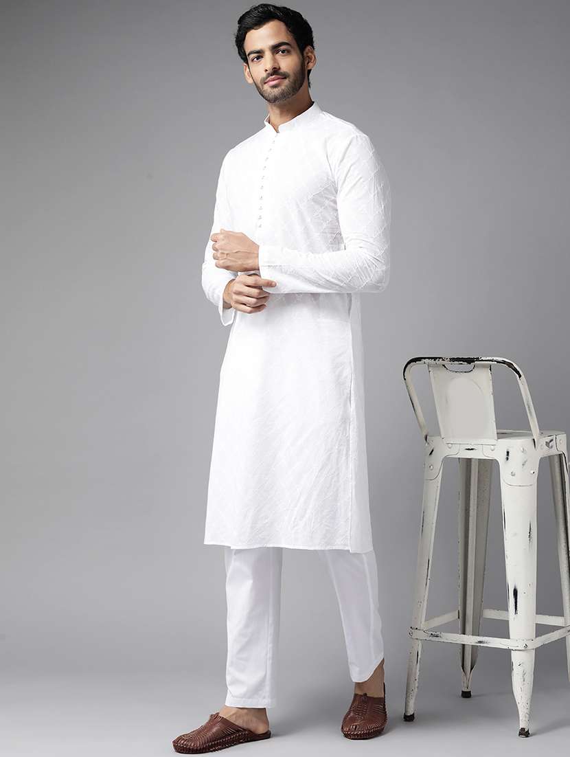 Men Mandarin Neck Long Sleeve Kurta - 22392045 -  Standard Image - 2