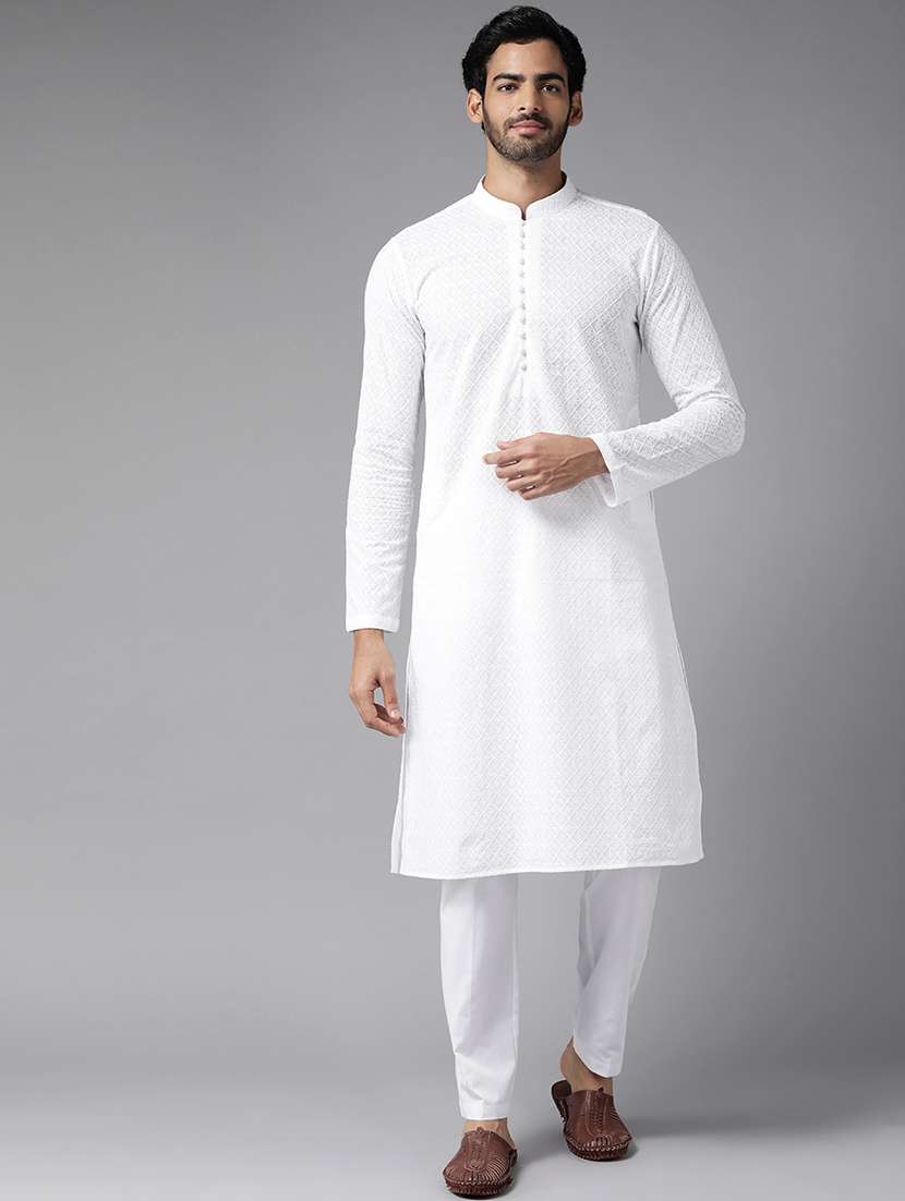 men mandarin neck long sleeve kurta - 22392046 -  Standard Image - 2