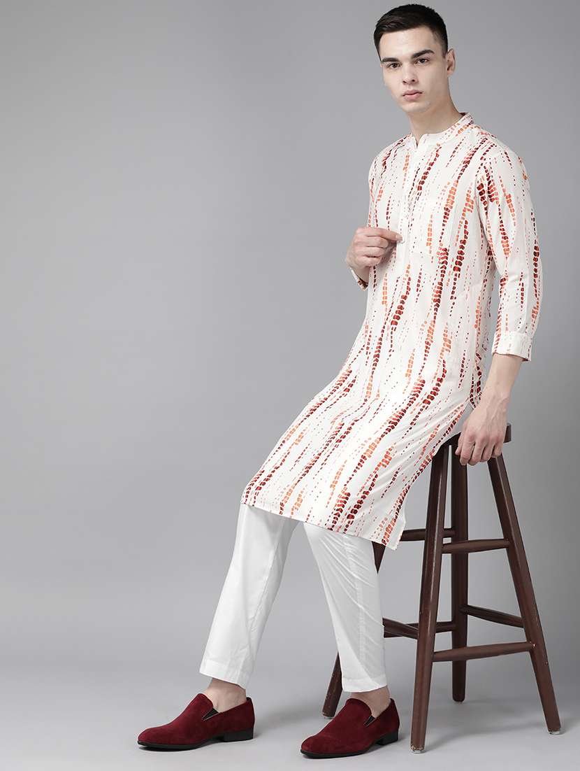 men mandarin neck long sleeve kurta - 22392051 -  Standard Image - 2