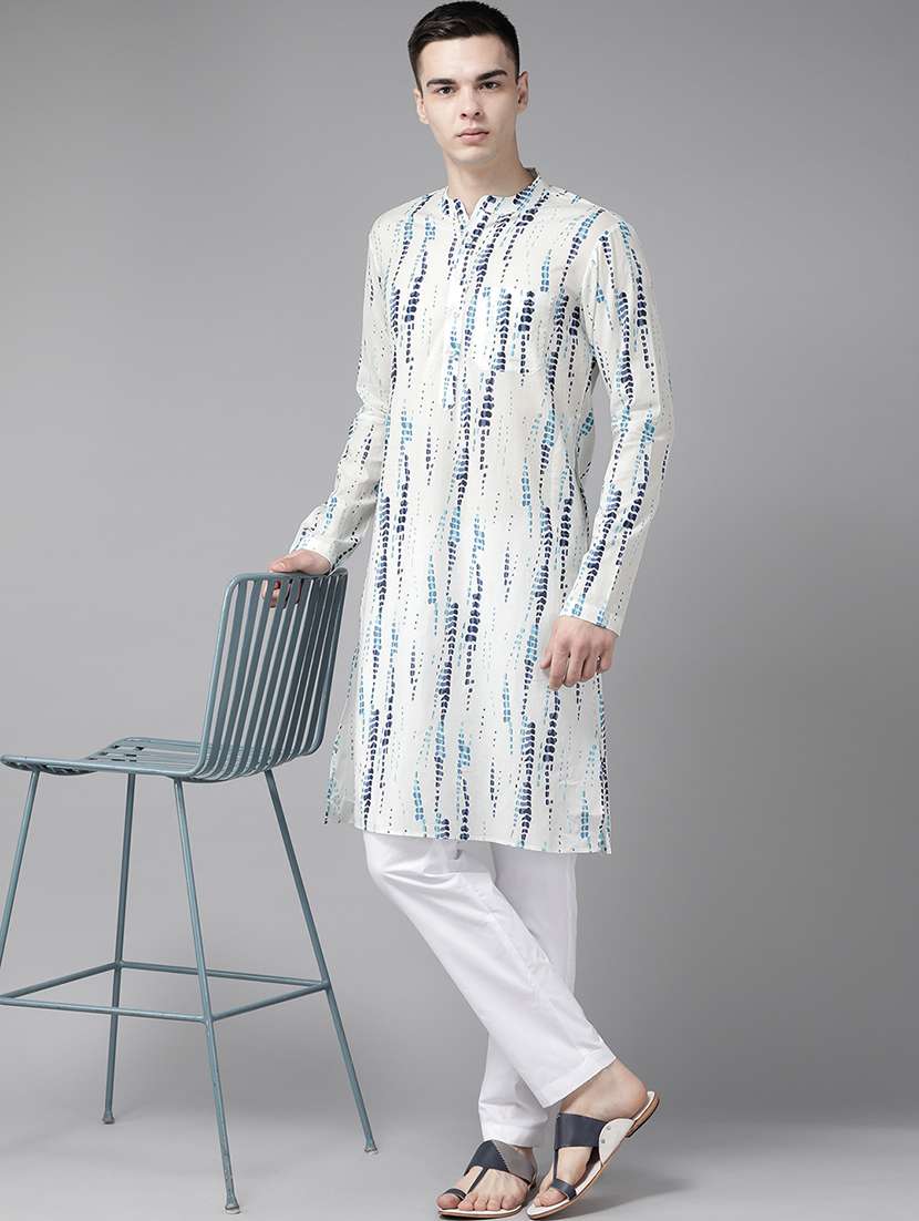 men mandarin neck long sleeve kurta - 22392053 -  Standard Image - 2