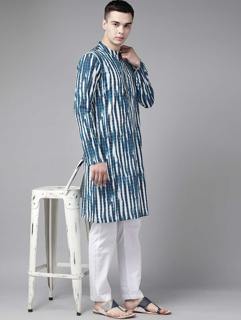 men mandarin neck long sleeve kurta - 22392056 -  Standard Image - 2
