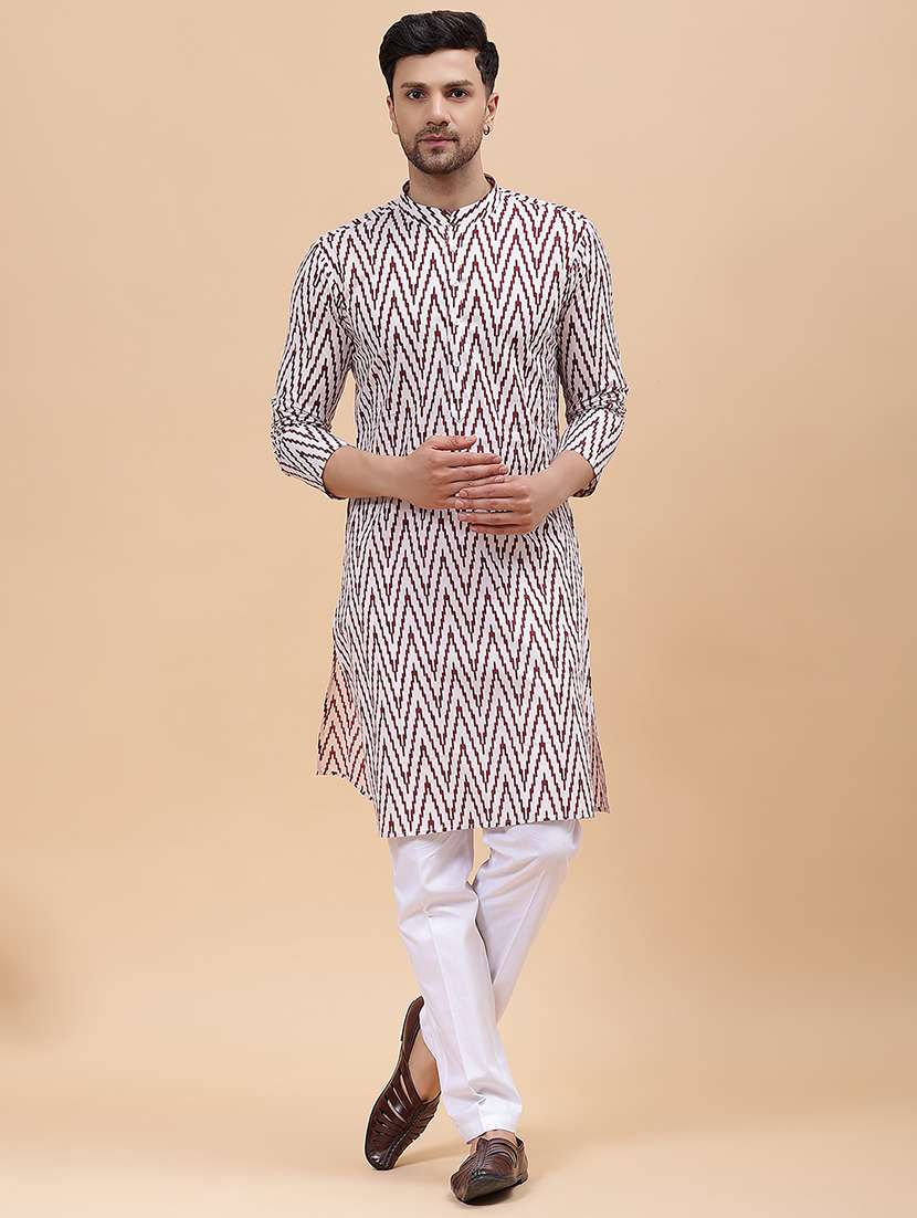 men mandarin neck long sleeve kurta - 22392069 -  Standard Image - 2