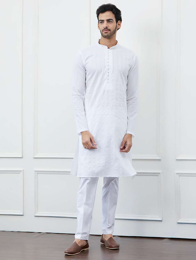 men mandarin neck long sleeve kurta - 22392078 -  Standard Image - 2