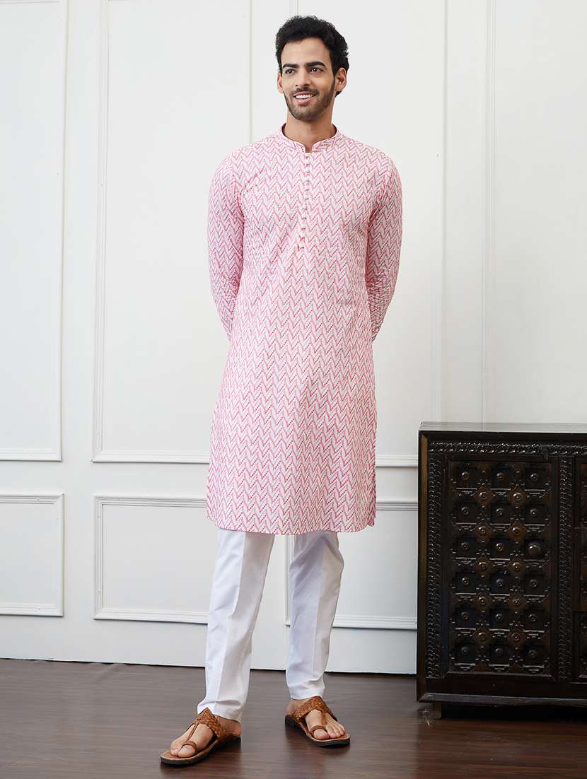men mandarin neck long sleeve kurta - 22392086 -  Standard Image - 2