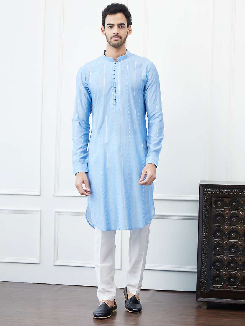 men mandarin neck long sleeve kurta - 22392091 -  Standard Image - 2