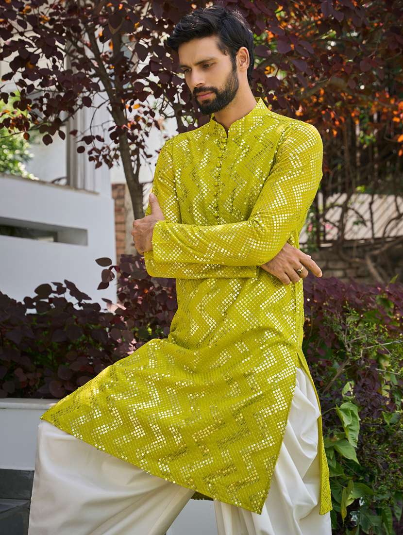 men mandarin neck long sleeve kurta - 22392092 -  Standard Image - 2