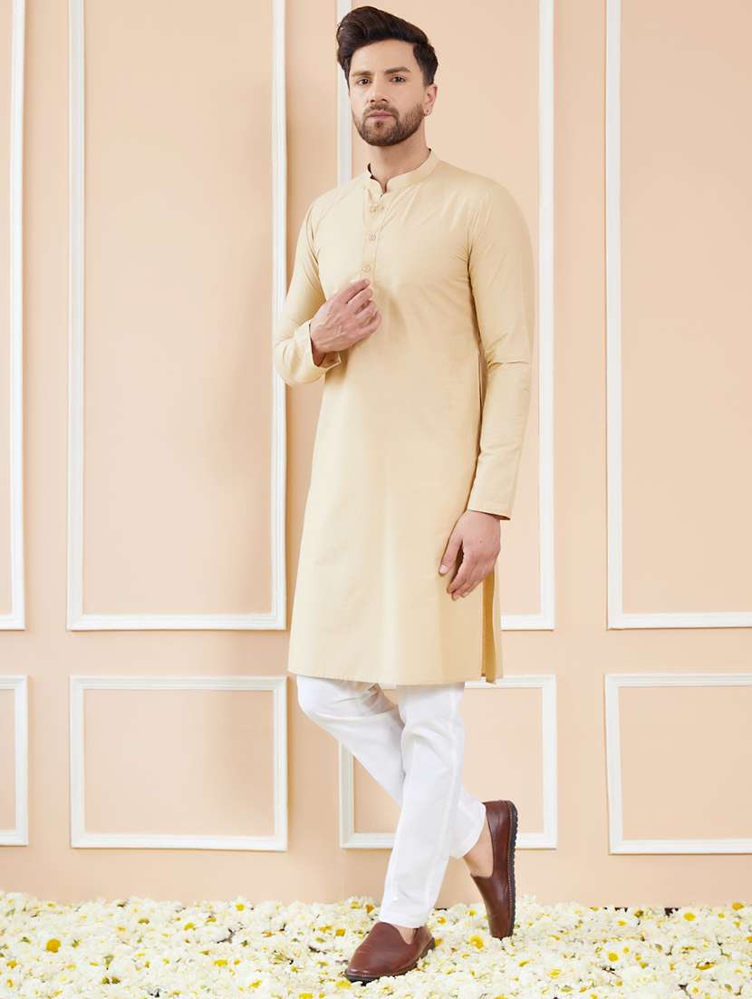 men mandarin neck long sleeve kurta - 22392094 -  Standard Image - 2