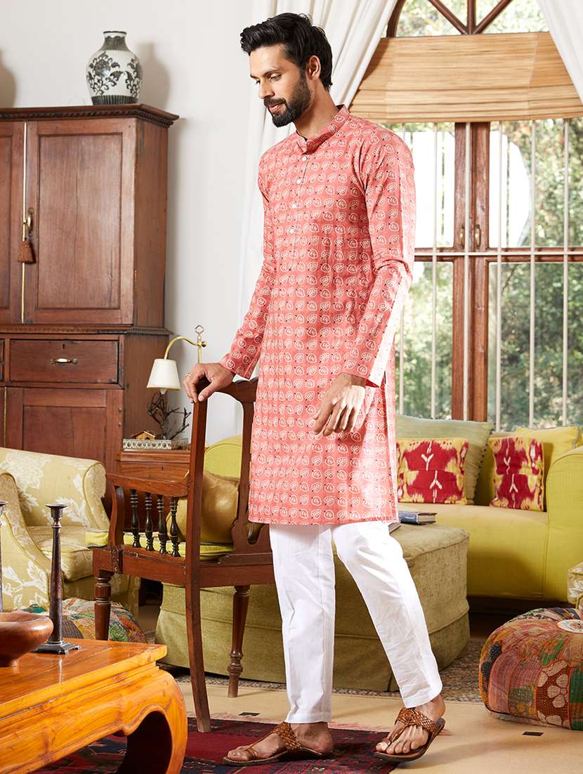 men mandarin neck long sleeve kurta - 22392101 -  Standard Image - 2