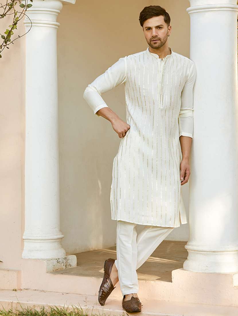 men self design long sleeve kurta - 22392104 -  Standard Image - 2