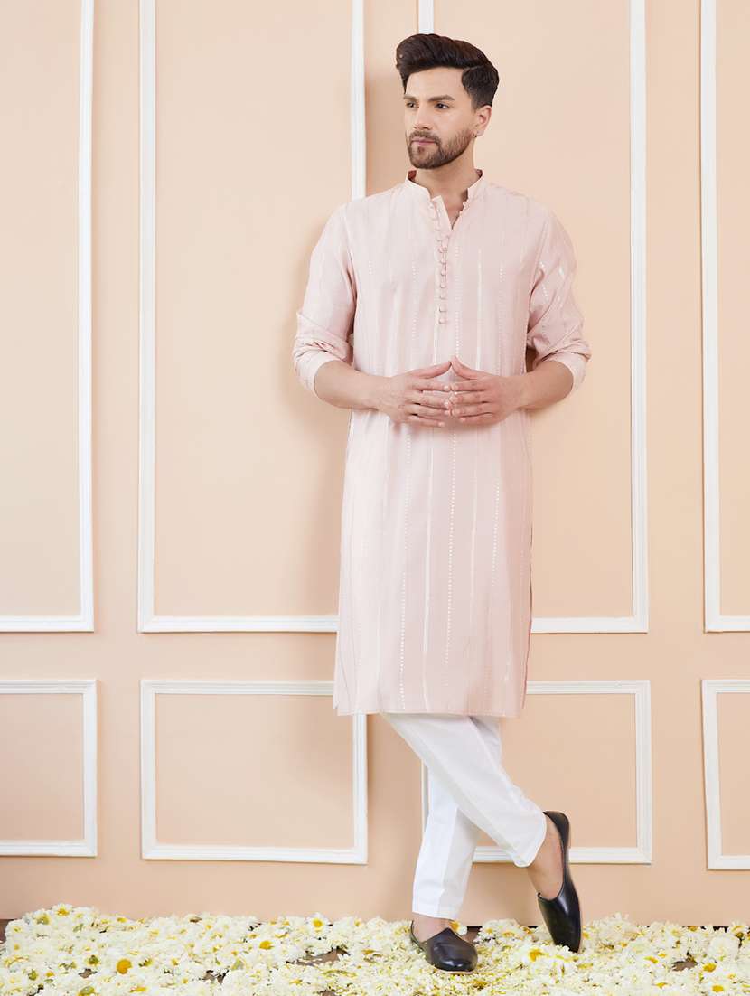 men self design long sleeve kurta - 22392112 -  Standard Image - 2