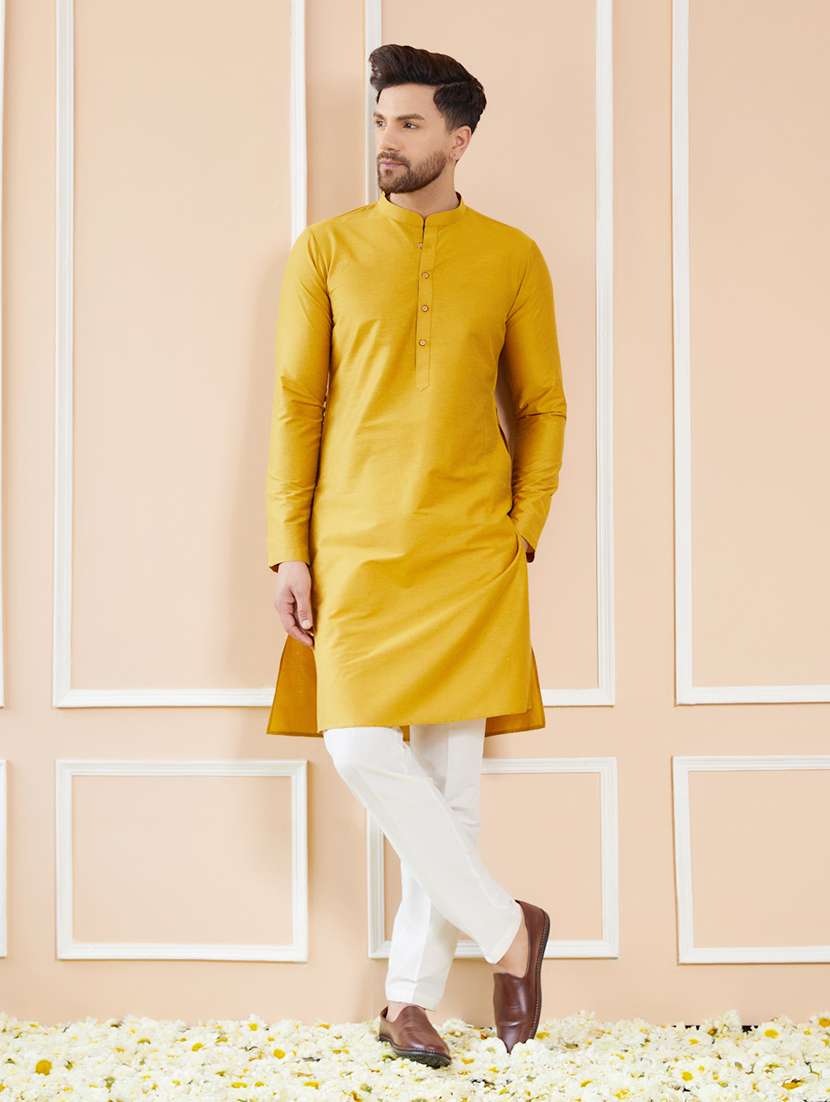 men solid mandarin neck long kurta - 22392135 -  Standard Image - 2