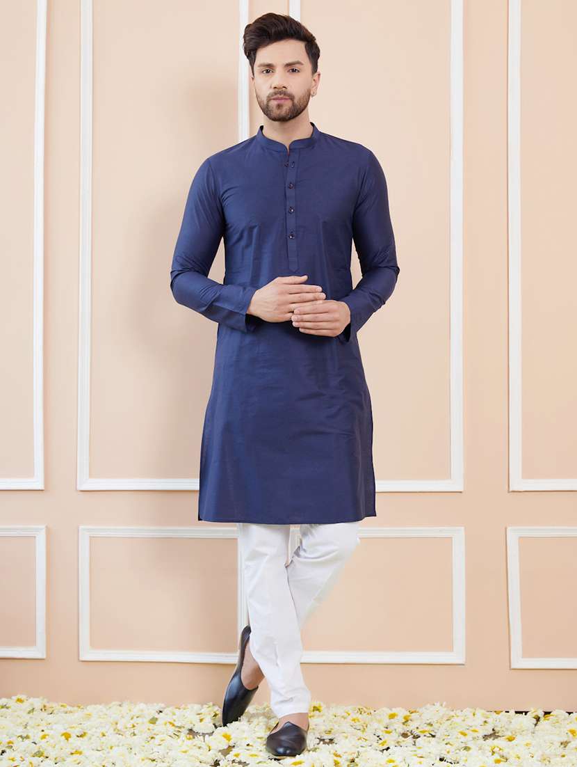 men solid mandarin neck long kurta - 22392146 -  Standard Image - 2